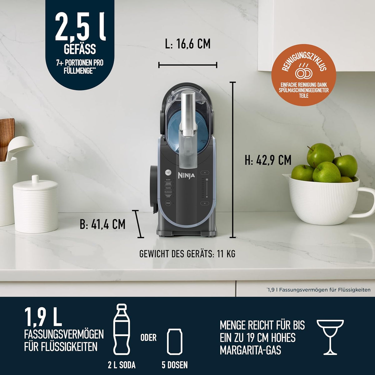 Ninja SLUSHi FS301EU Máquina de Granizados y Bebidas Heladas 1,9 L, Verde