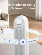 Dreo Nomad One S Ventilador de Torre Inteligente 20 dB con WiFi, 4 Velocidades, Oscilación 90°, Blanco