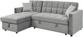 IBERA HOME Kris Sofá Cama Chaise Longue Reversible 210 x 145 cm con Arcón, Terciopelo Gris