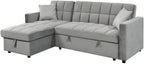 IBERA HOME Kris Sofá Cama Chaise Longue Reversible 210 x 145 cm con Arcón, Terciopelo Gris