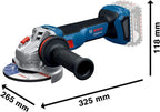 Professional GWS 18V-11 Amoladora Angular a Batería 18 V con 2 Baterías 5 Ah y L-BOXX