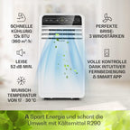 Klarstein Aire Acondicionado Portátil 4 en 1 con Modo Noche y Bajo Consumo, hasta 12000 BTU