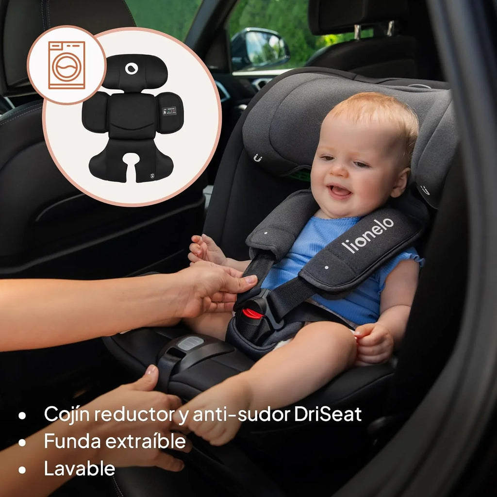 LIONELO Bastiaan RWF i-Size Silla de Coche Giratoria 360° de 40 a 150 cm, Isofix y Top Tether