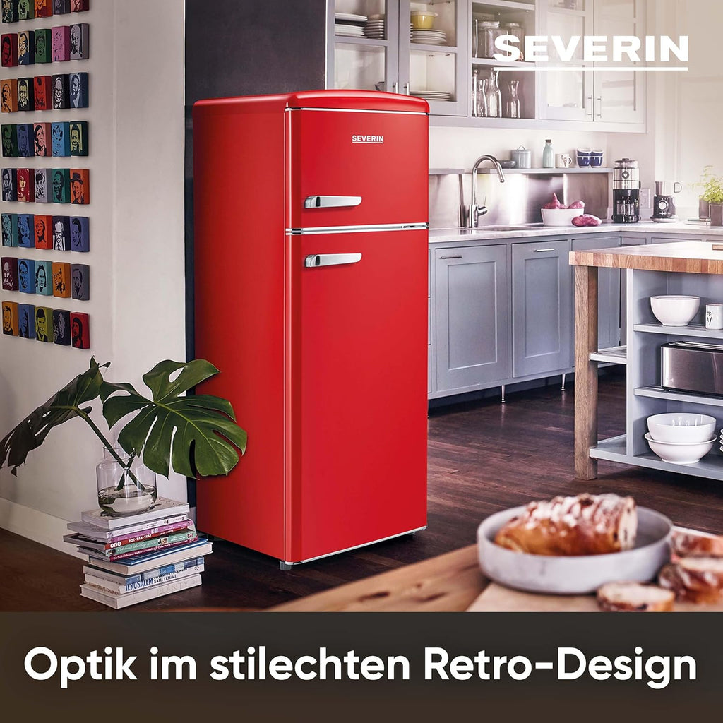 SEVERIN RKG 8933 Frigorífico Combi Retro 206 L con Congelador 4 Estrellas
