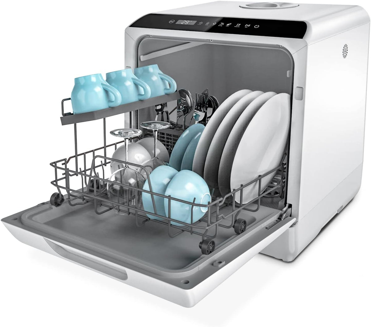 Hermitlux Mini Lavavajillas de Sobremesa para 4 Cubiertos con Depósito de 5 L, Blanco - imagen 2