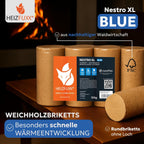 Briquetas de Madera Nestro XL Blue Palé 960 kg (96 x 10 kg) para Chimenea y Estufa