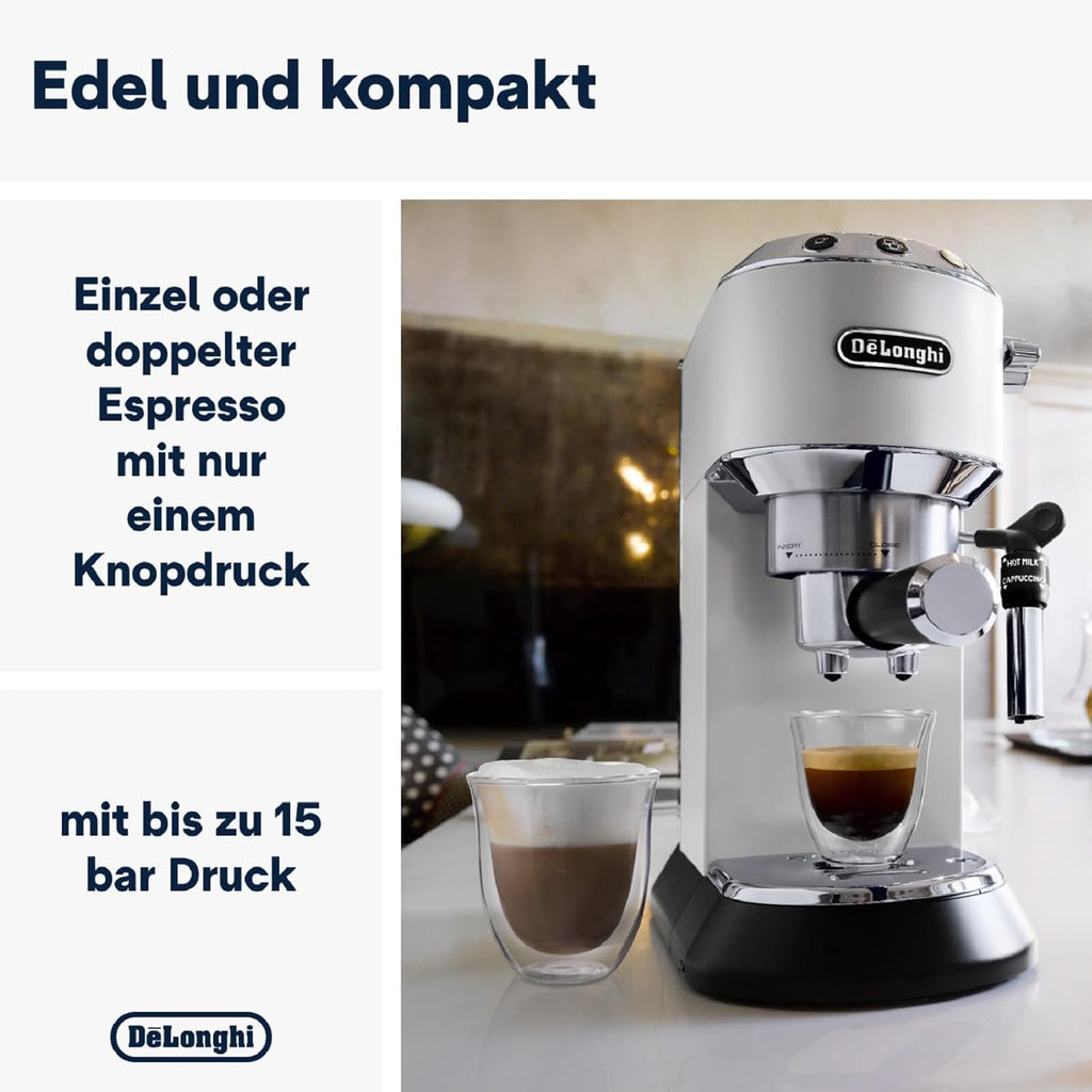 De'Longhi Dedica Style EC 685.M Cafetera Espresso de Brazo con Vaporizador, 15 cm, Plata