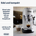 De'Longhi Dedica Style EC 685.M Cafetera Espresso de Brazo con Vaporizador, 15 cm, Plata