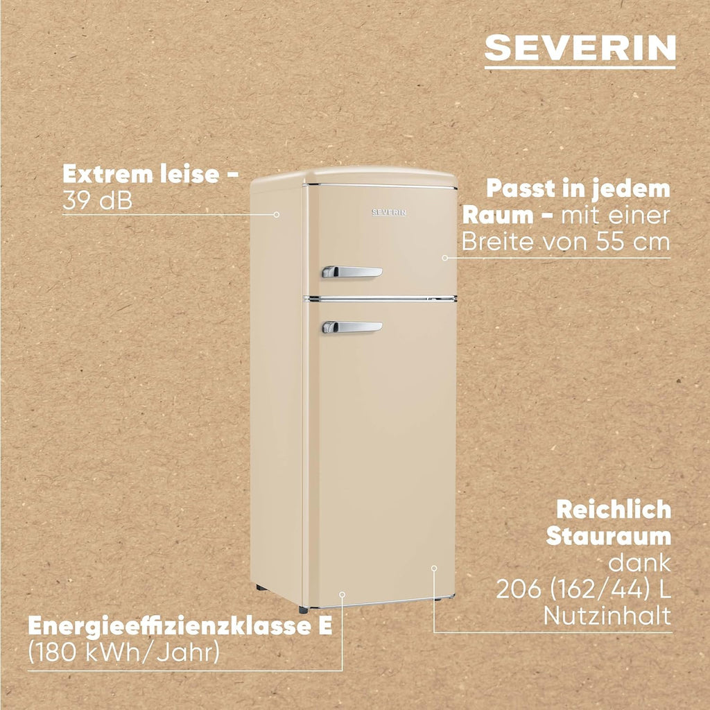 SEVERIN RKG 8933 Frigorífico Combi Retro 206 L con Congelador 4 Estrellas