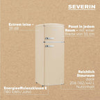 SEVERIN RKG 8933 Frigorífico Combi Retro 206 L con Congelador 4 Estrellas