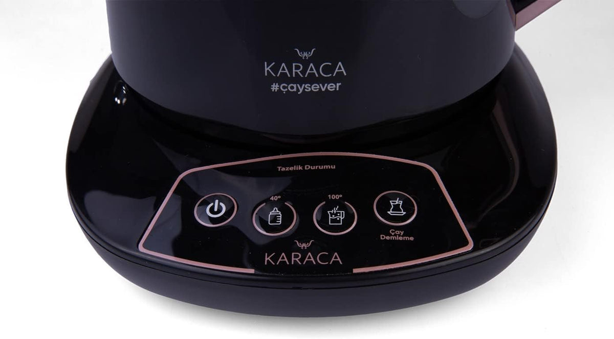 Karaca Çaysever Tetera Eléctrica Turca con Hervidor 1700 W, 1,5 L + 0,8 L, Oro Rosa