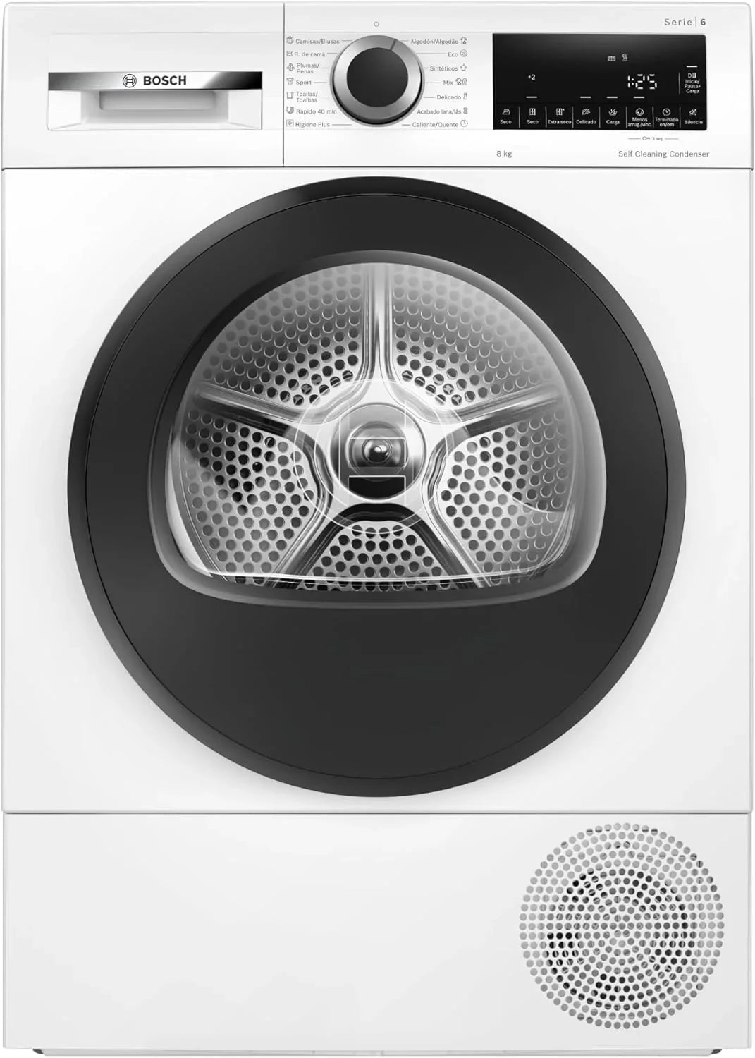 Bosch WQG235D1ES Secadora con Bomba de Calor 8 kg Serie 6, AutoDry, Antiarrugas, Blanca