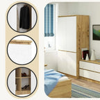 AKORD S90 Armario 4 Puertas Roble Artisan y Blanco 90 x 51 x 180 cm