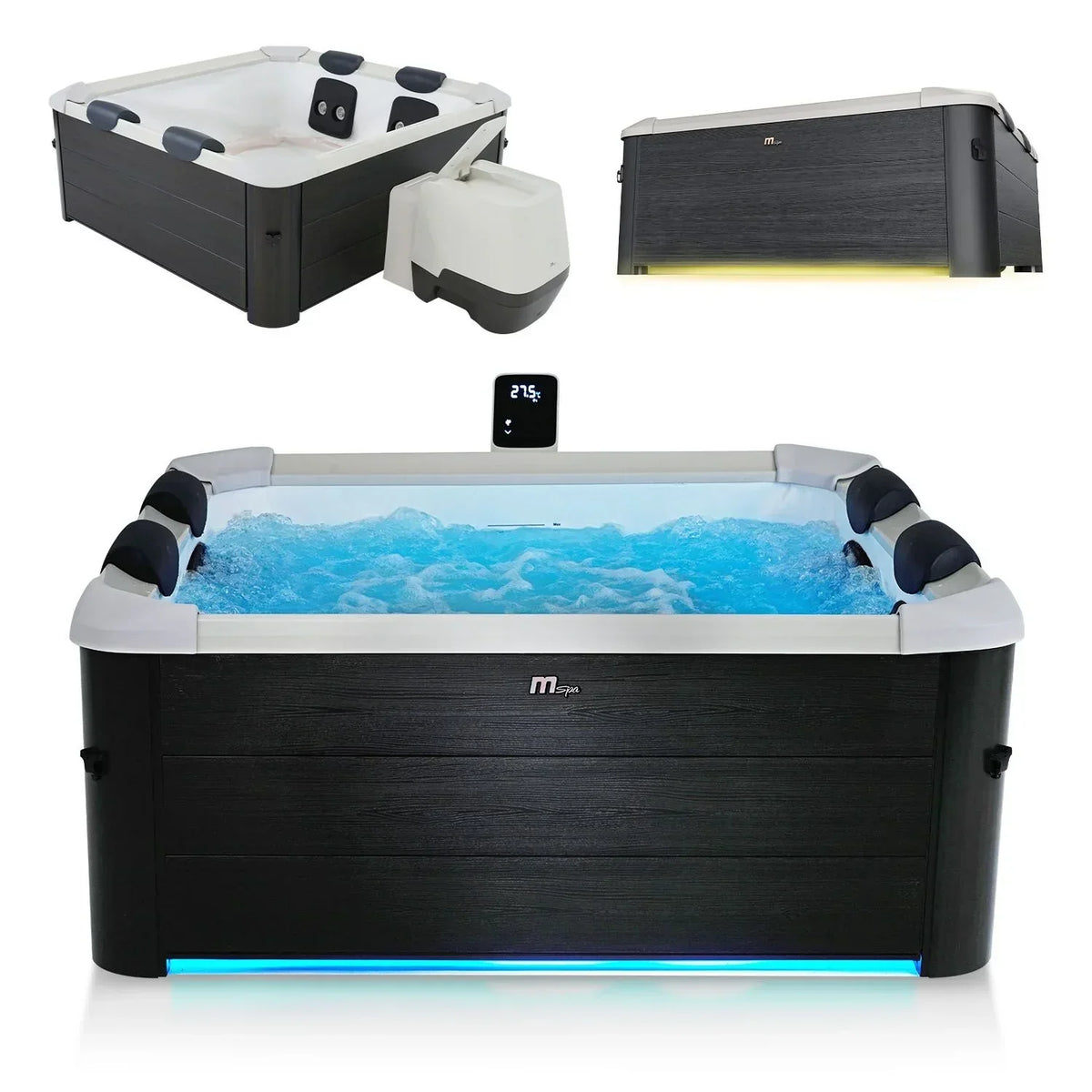 Spa Hinchable Oslo para 6 Personas 850 L con Iluminación LED y App, Gris