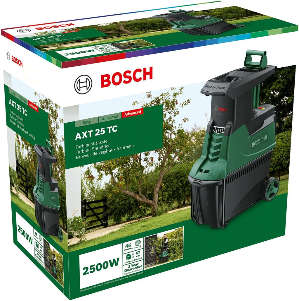 Bosch AXT 25 TC Biotriturador de Turbina 2500 W con Cesto de 53 L y Guantes