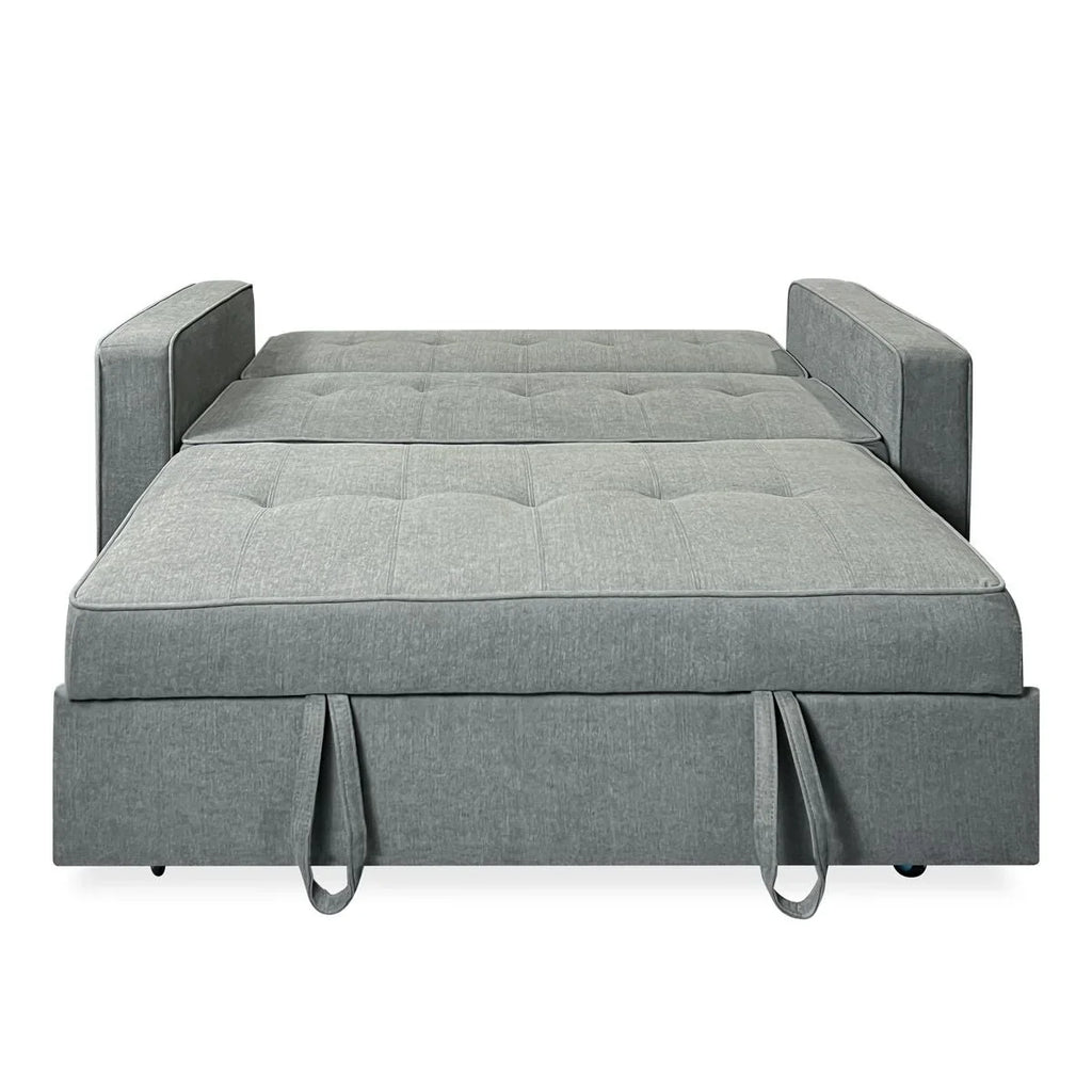 Sofá Cama 2 Plazas Vienna con Reposabrazos, Sistema de Arrastre, Gris