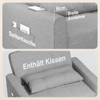 Bealife Sillón Cama Plegable con Respaldo Reclinable, Gris Claro