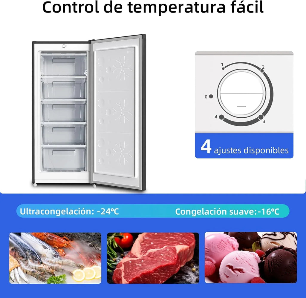 CHiQ FSD160D4E Congelador Vertical 145 L, Congelación Rápida, Silencioso, Negro