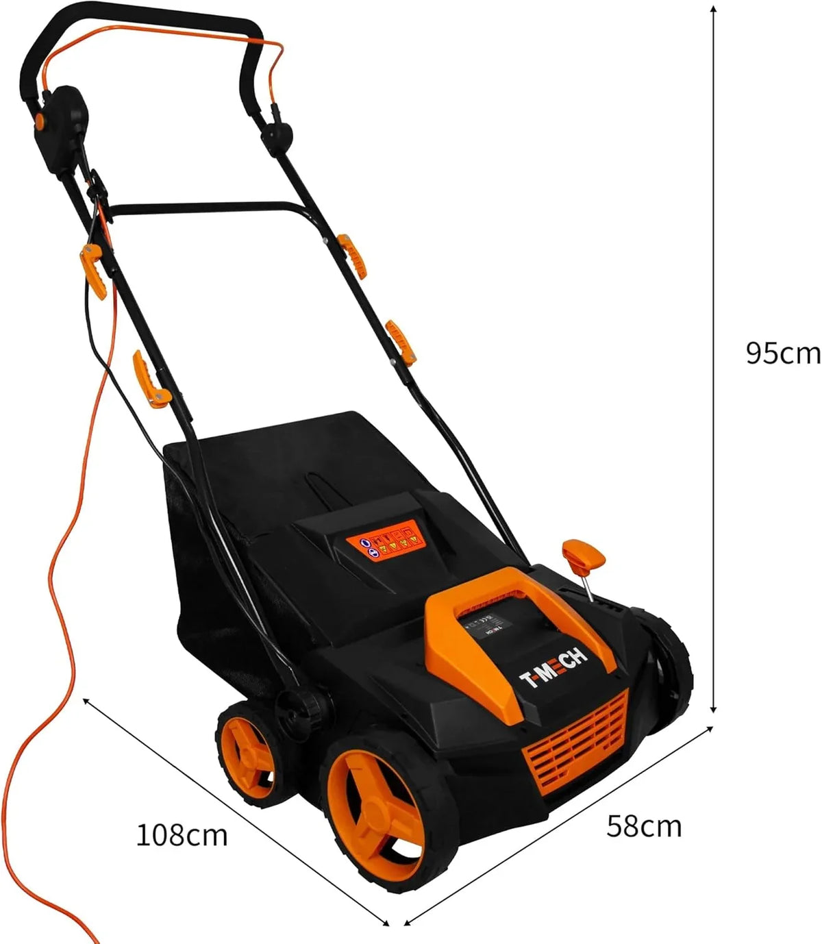 T-Mech Barredora Eléctrica para Césped Artificial 1800 W con Bolsa de 50 L