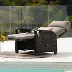 Grand Patio Sillón Reclinable de Ratán con Cojines para Interior y Exterior, Gris Oscuro
