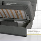 SHIITO Romeo Sofá Cama 3 Plazas Clic-Clac con Arcón y 2 Cojines, Gris Oscuro