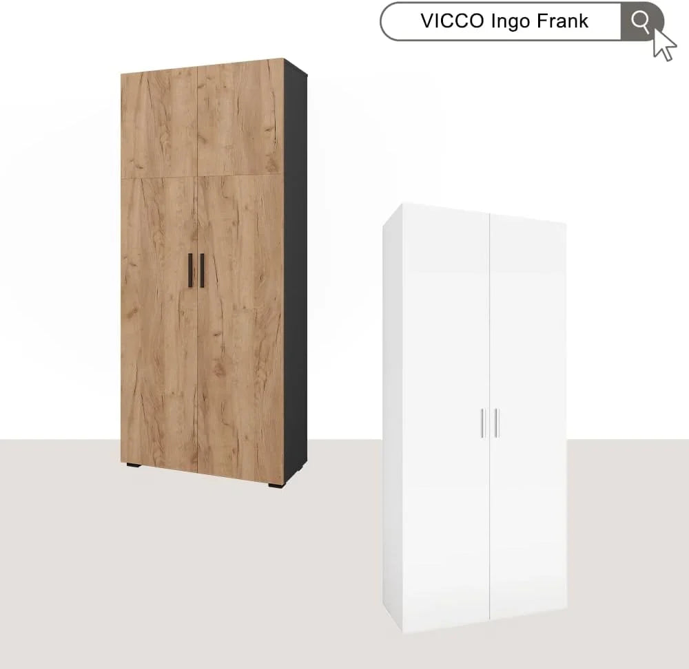 Vicco Ingo Armario Multiusos 2 Puertas Antracita y Roble Dorado 80 x 183,8 cm