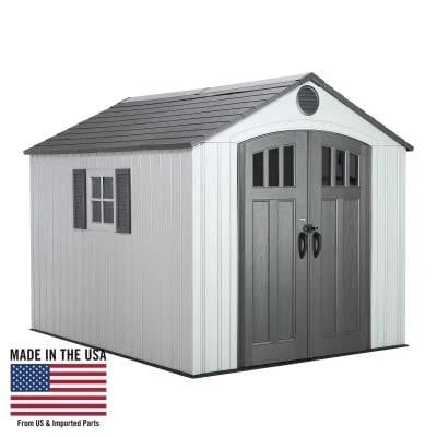 Caseta de Jardín de Resina 8 x 10 pies (2,4 x 3 m) con Puertas con Cerradura