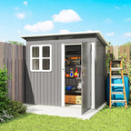 Outsunny Caseta de Jardín Metálica 2,55 m² 221 x 133 x 190 cm con Ventana y Cerradura, Gris Oscuro