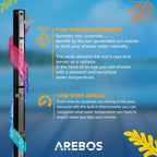 Arebos Ducha Solar 35 L de 216 cm con Termómetro y Lavapiés, Negra