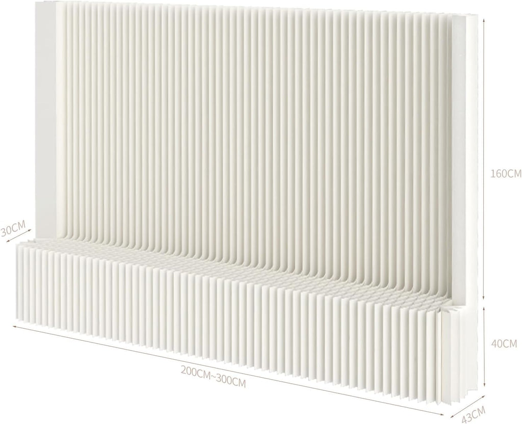 Biombo Separador Plegable con Estante 300 x 43 x 200 cm, Blanco