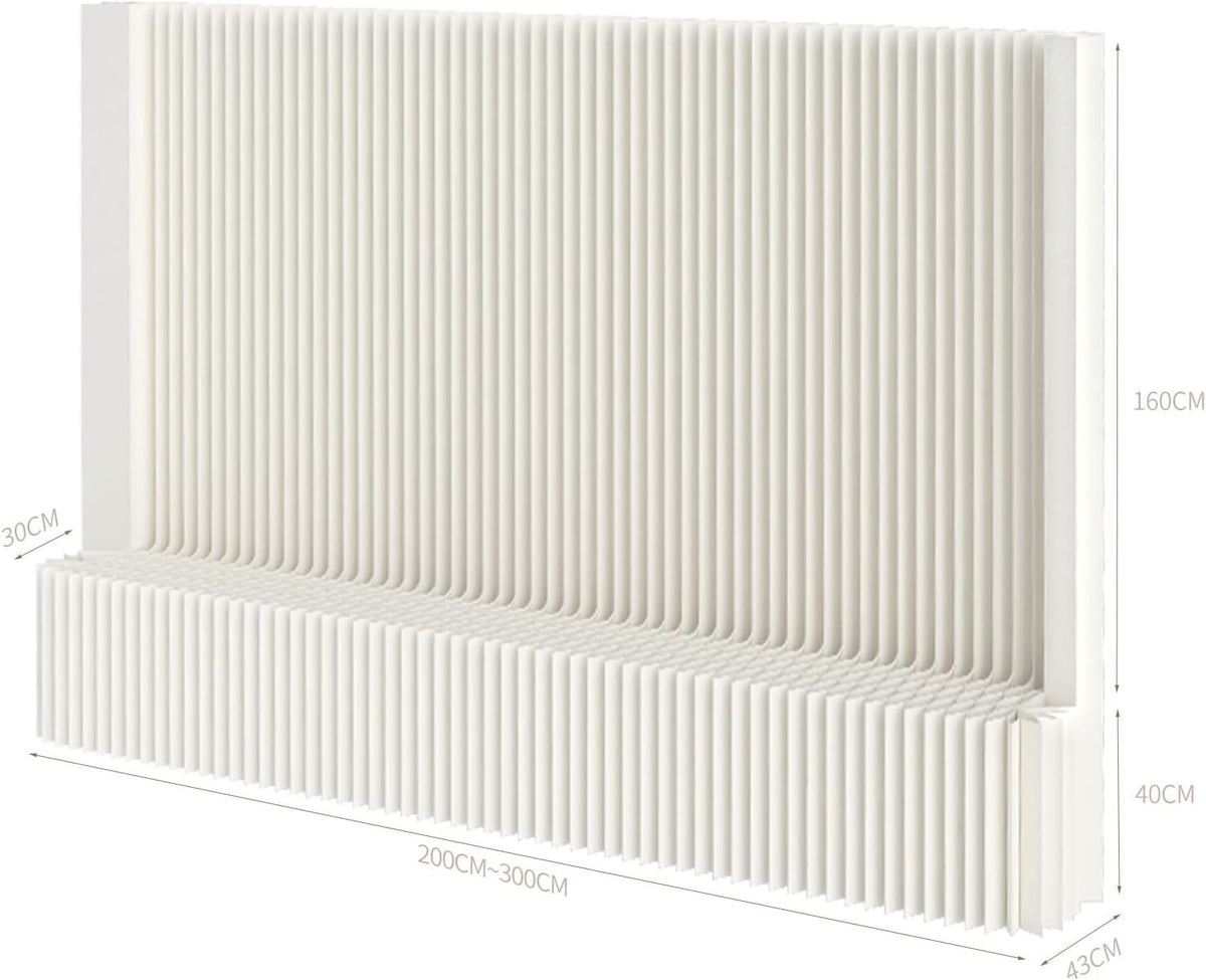 Biombo Separador Plegable con Estante 300 x 43 x 200 cm, Blanco