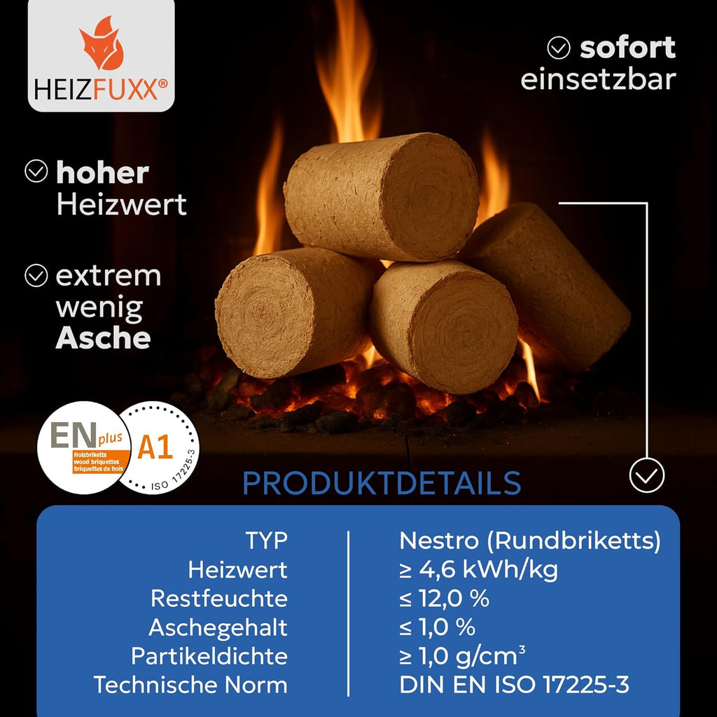Briquetas de Madera Nestro XL Blue Palé 960 kg (96 x 10 kg) para Chimenea y Estufa