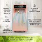 Klarstein Aire Acondicionado Portátil 4 en 1 con Modo Noche y Bajo Consumo, hasta 12000 BTU