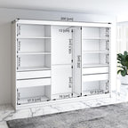 A&J MöbelLand VILUNO 2 Armario de Puertas Correderas 200 cm con Espejo y 4 Cajones, Negro