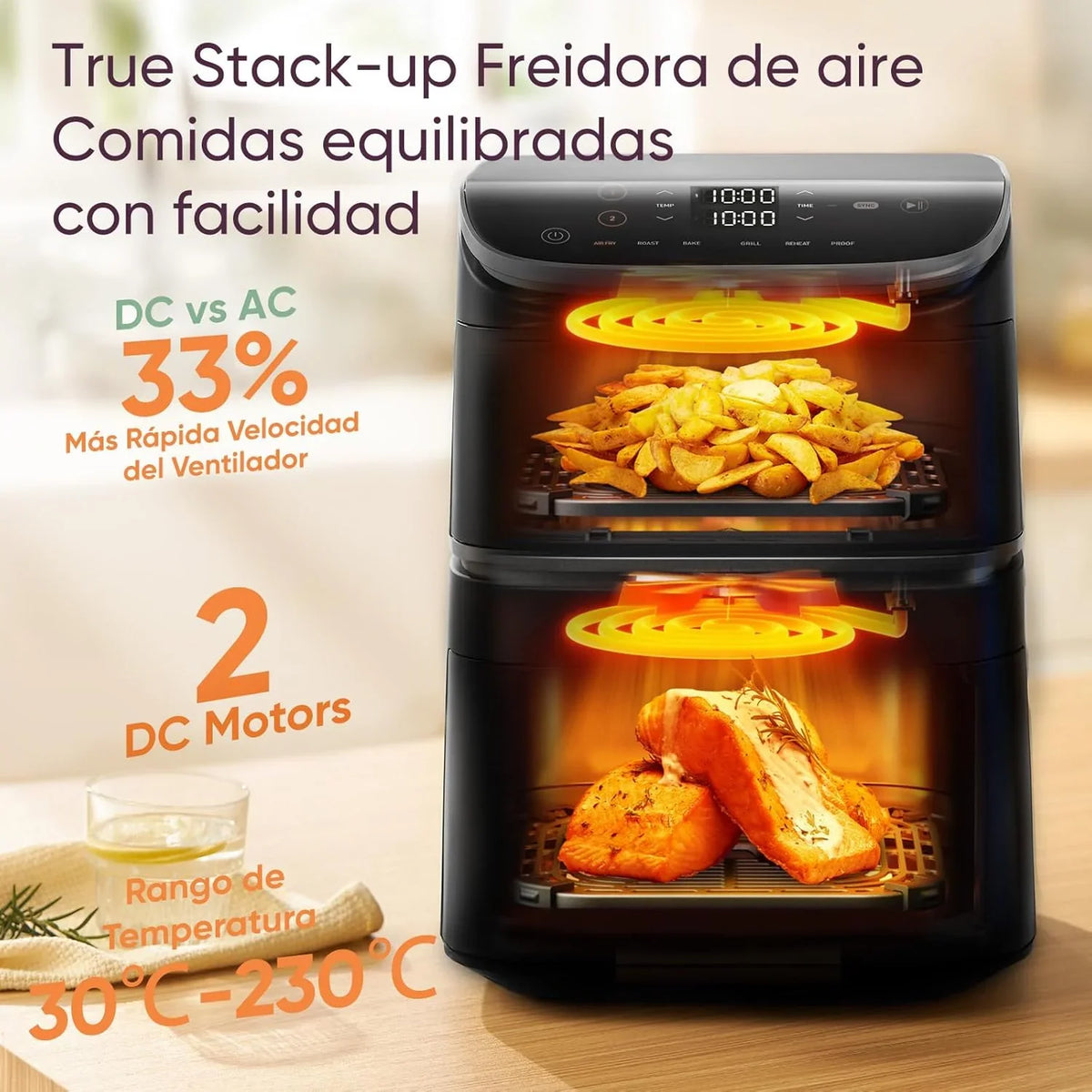 COSORI Turbo Tower Freidora de Aire 10,8 L Doble Cesta Vertical, 2630 W, 6 Funciones
