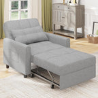 Bealife Sillón Cama Plegable con Respaldo Reclinable, Gris Claro