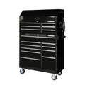Carro de Herramientas con Arcón Superior 104 cm (41") y 16 Cajones, Negro Brillante
