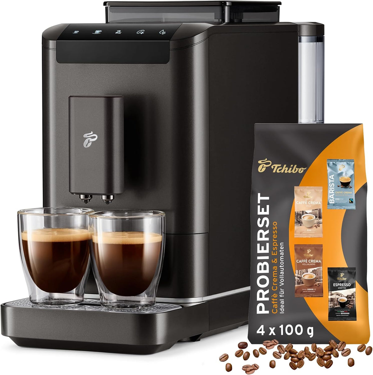 Tchibo Esperto2 Caffè Cafetera Superautomática con Función 2 Tazas, Granite Black