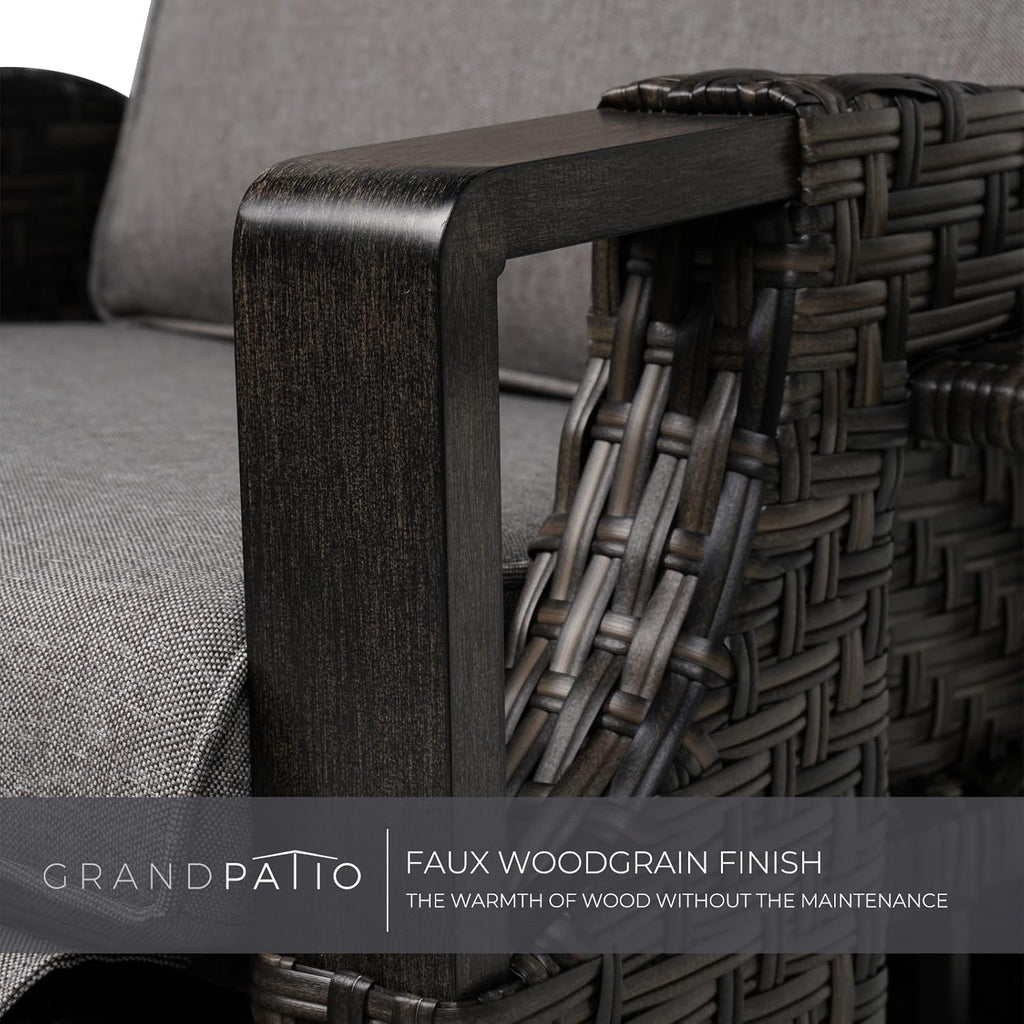 Grand Patio Sillón Reclinable de Ratán con Cojines para Interior y Exterior, Gris Oscuro