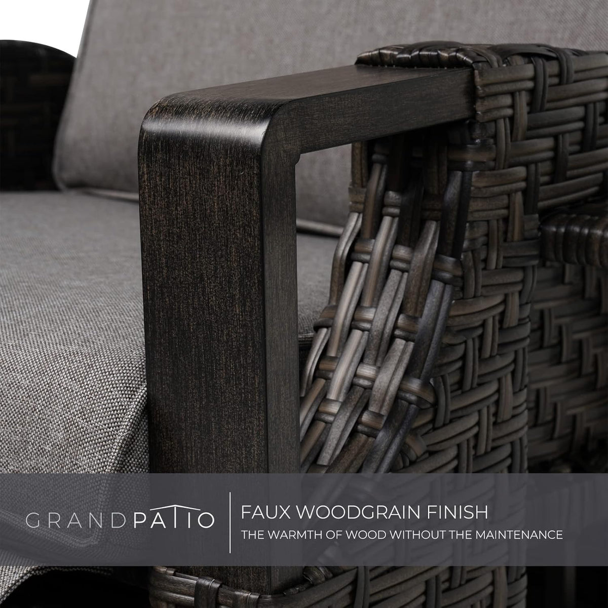 Grand Patio Sillón Reclinable de Ratán con Cojines para Interior y Exterior, Gris Oscuro
