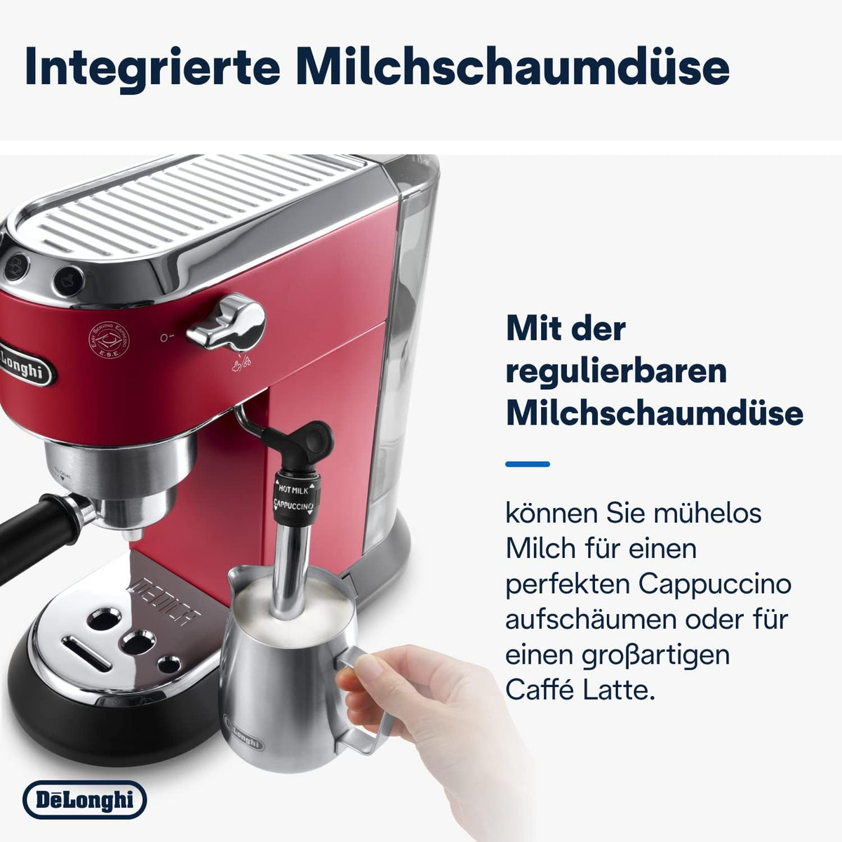 De'Longhi Dedica Style EC 685.M Cafetera Espresso de Brazo con Vaporizador, 15 cm, Plata