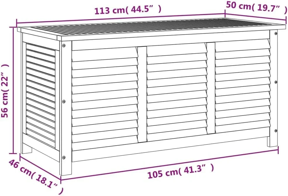 Baúl de Almacenaje de Jardín en Madera de Acacia 113 x 50 x 56 cm con Bolsa Impermeable