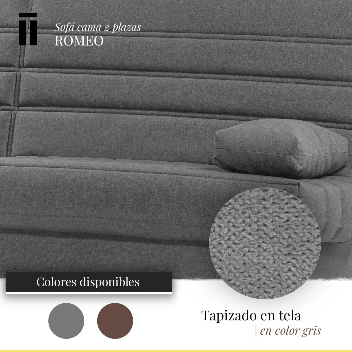 SHIITO Romeo Sofá Cama 3 Plazas Clic-Clac con Arcón y 2 Cojines, Gris Oscuro