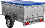 Remolque Basculante 200 con Rueda Jockey, Laterales Extra y Lona Azul, 750 kg