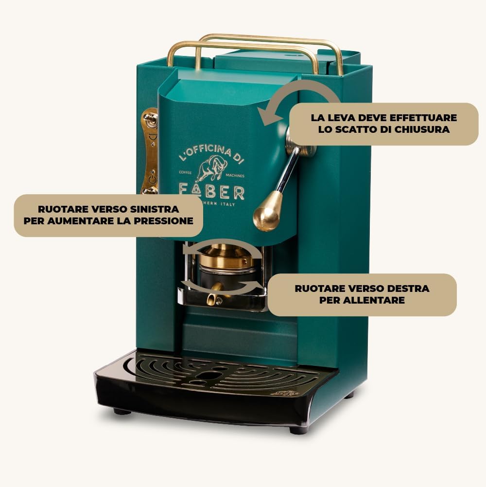 Faber Pro Total Deluxe Cafetera de Monodosis ESE 44 mm de Latón, 1,3 L