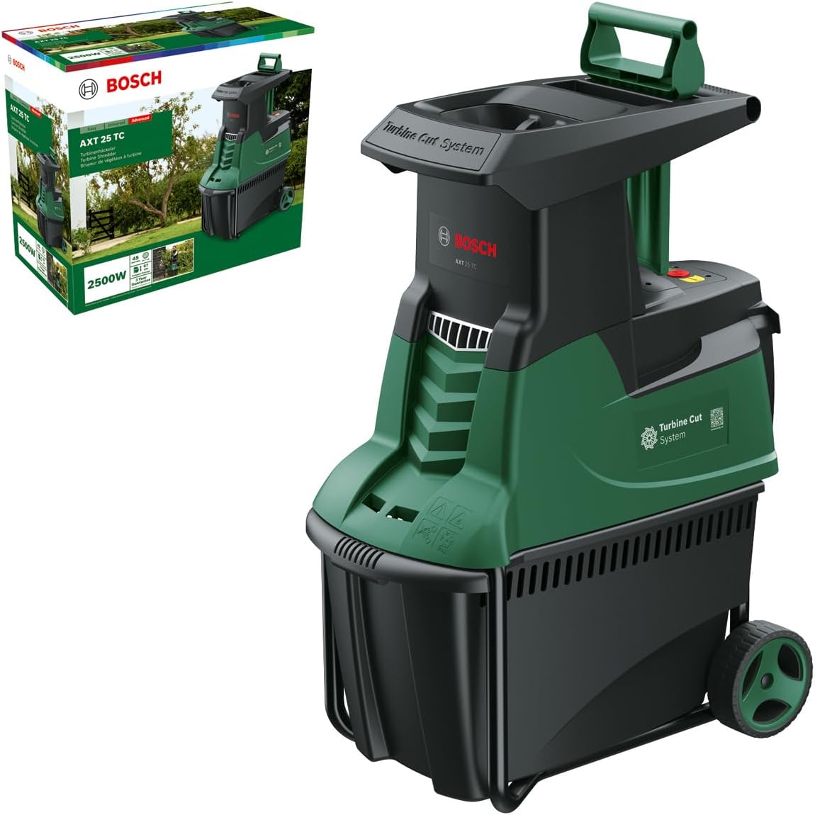 Bosch AXT 25 TC Biotriturador de Turbina 2500 W con Cesto de 53 L y Guantes