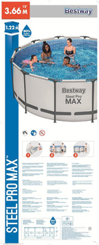 Bestway Steel Pro Max Piscina Desmontable 366 x 122 cm con Depuradora y Escalera