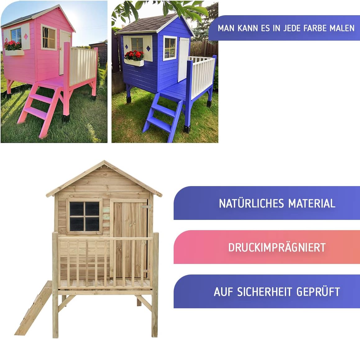 Casita Infantil de Jardín de Madera de Pino Impregnada