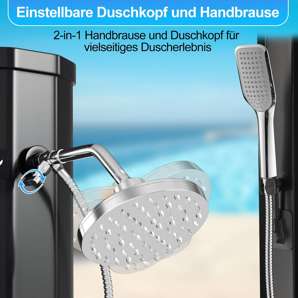 Sonnewelt Ducha Solar de Jardín 60 L con Funda y Ducha de Mano