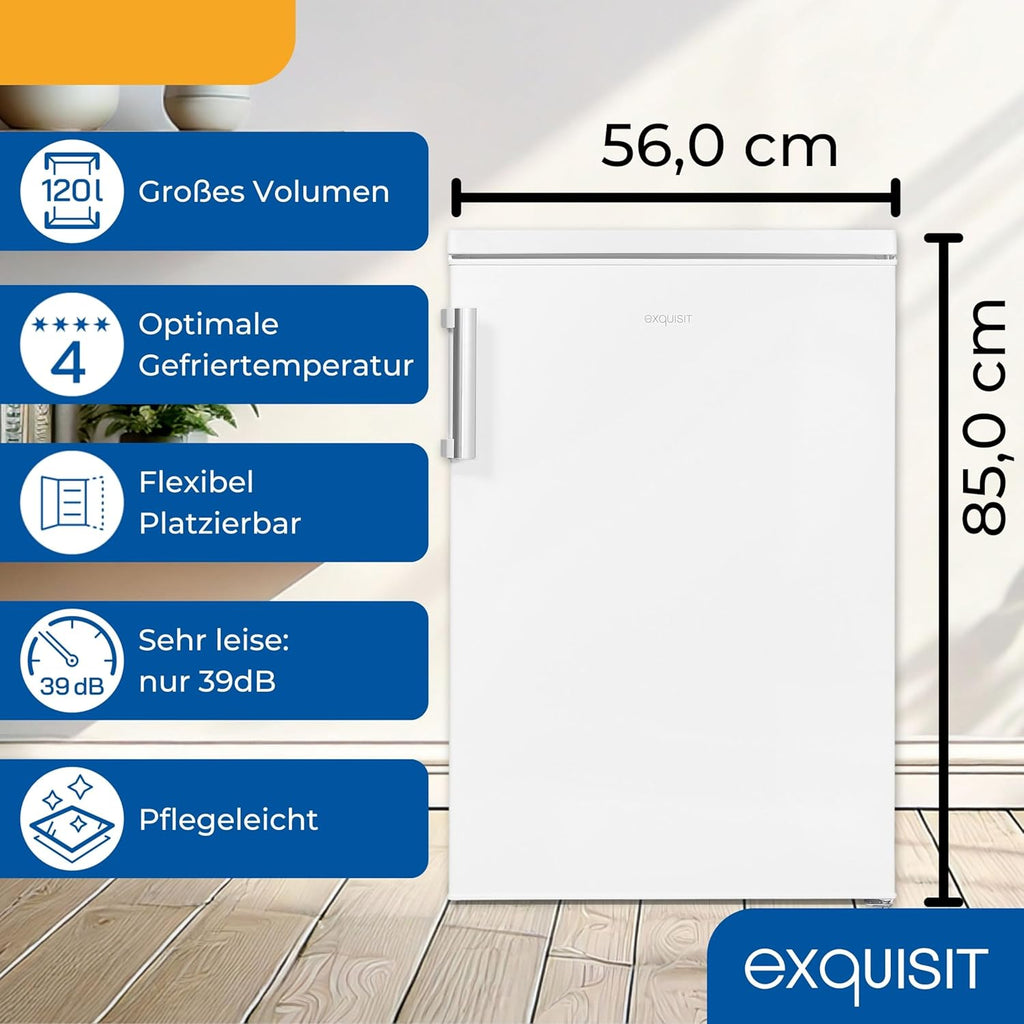 Exquisit KS516-4-H-010D Frigorífico con Congelador 4 Estrellas 120 L, Silencioso 39 dB